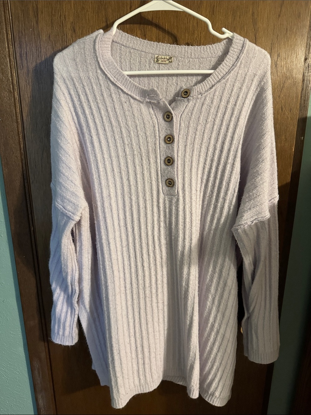 Lilac Ribbed Henley Pullover Sweater